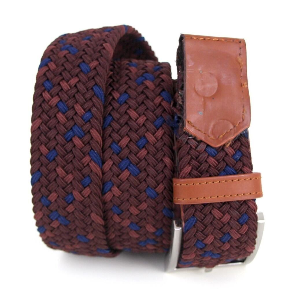 Gentlemen's Hardware BROWN LEATHER MULTICOLOR ELASTIC CORD MEN'S BELT 30-40 (B54